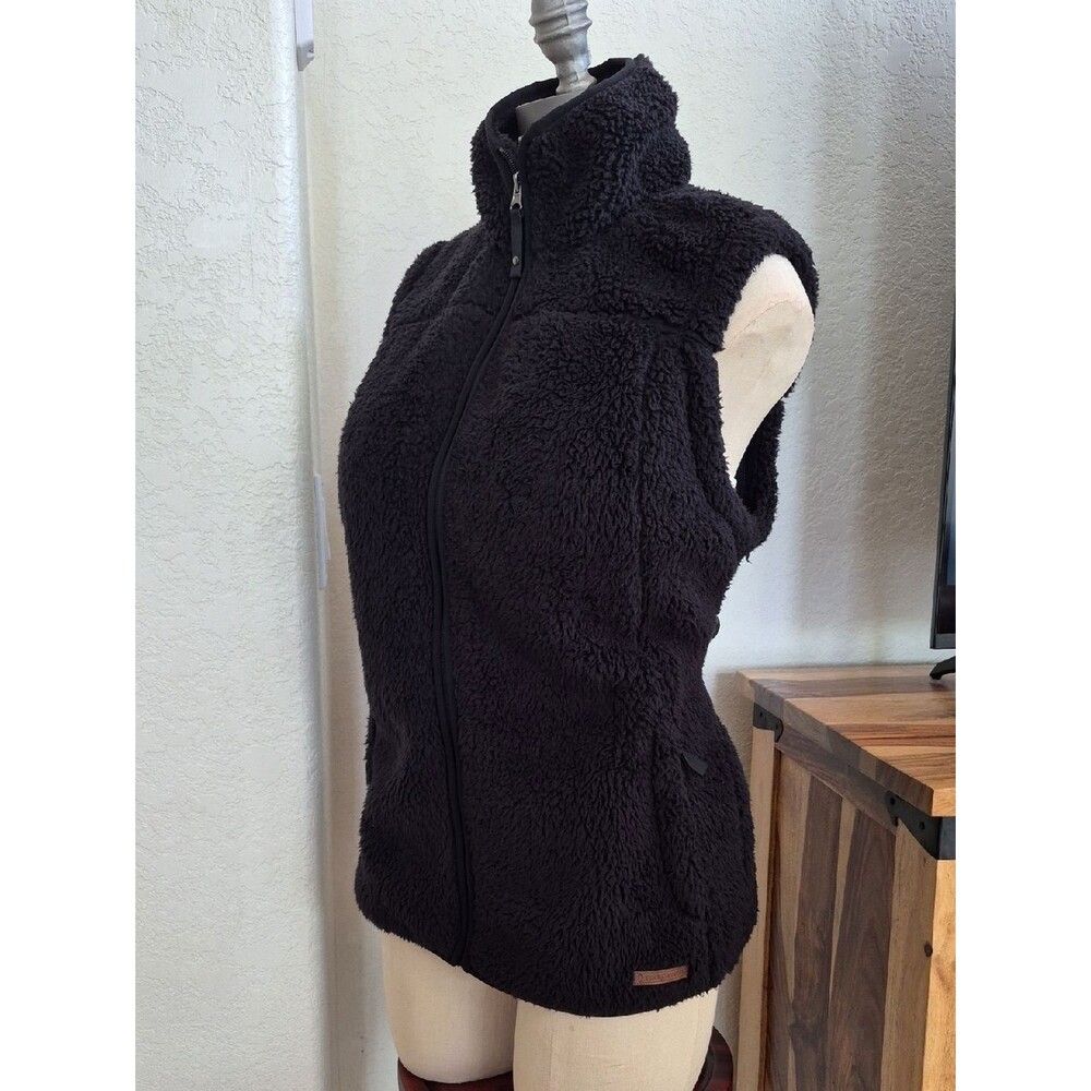 Y2k, Free-country Women's Black Plush/Sherpa Vest With Pockets Sz Large
